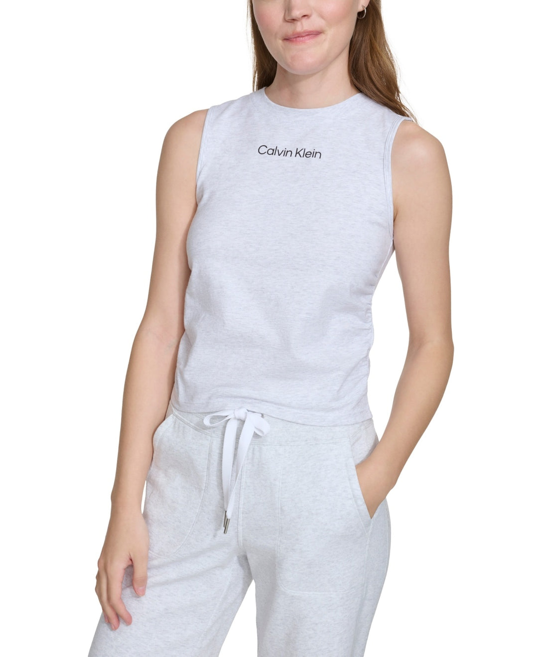 Calvin Klein Ruched Crewneck Logo Tank Top