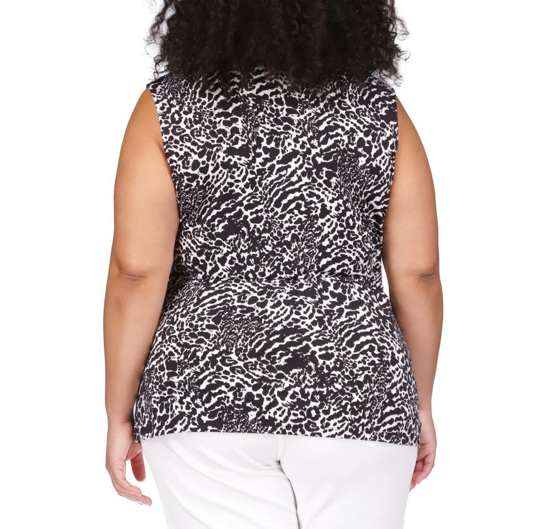 Michael Kors Animal-Print Sleeveless Ring Twist Top