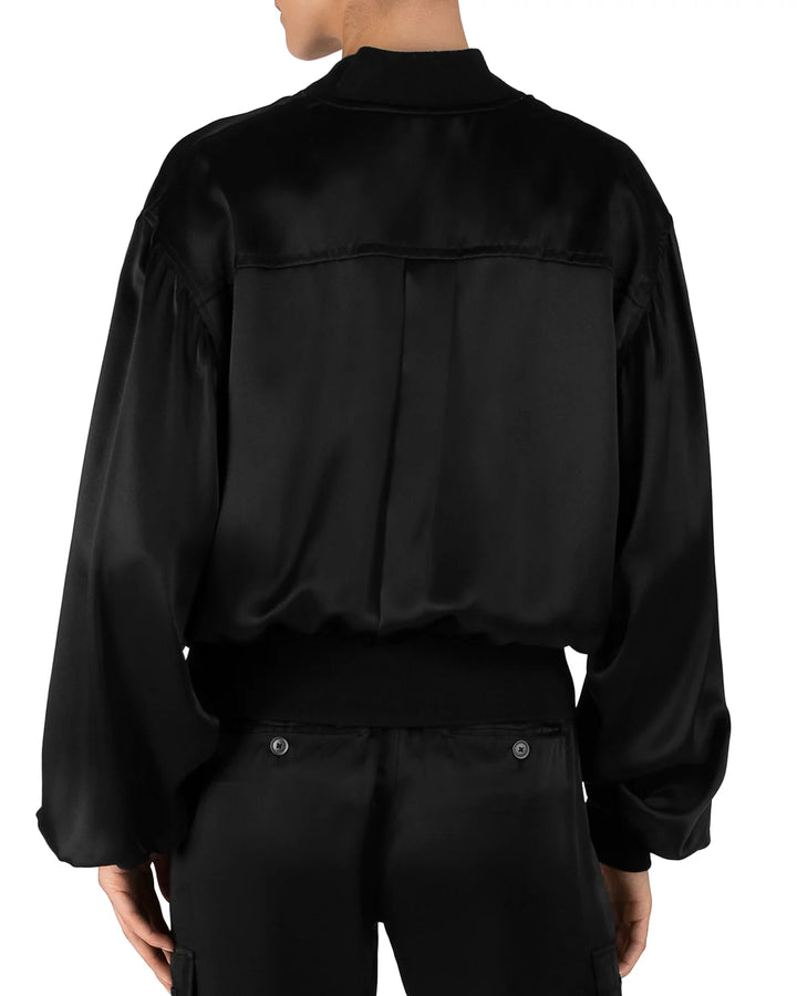 ATM Anthony Thomas Melillo Silk Long Sleeve Bomber Jacket