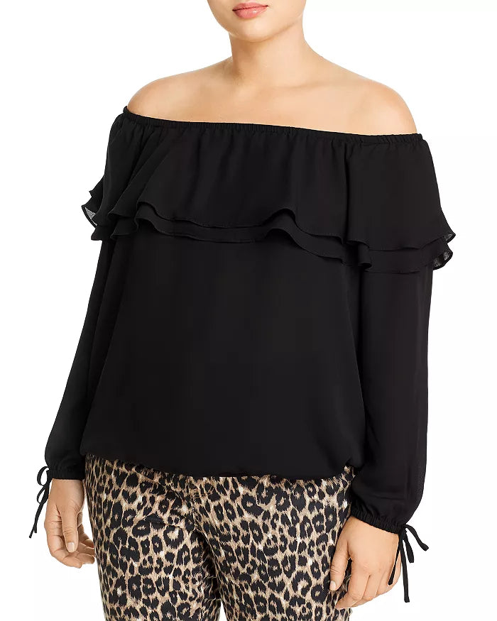 Michael Michael Kors Plus Size Ruffled Off-The-Shoulder Top