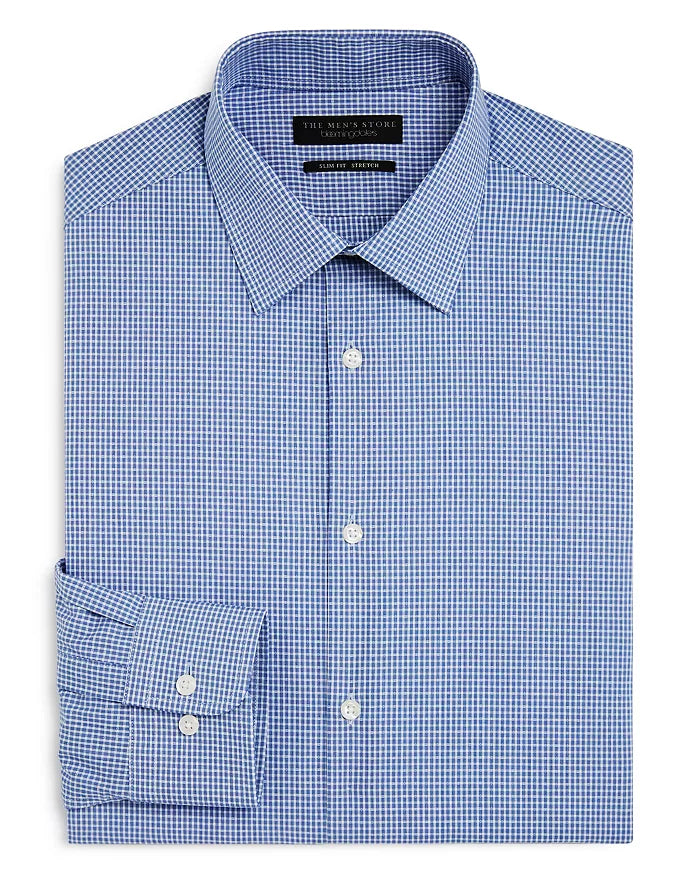 The MEN Store Mini Check Slim Fit Dress Shirt