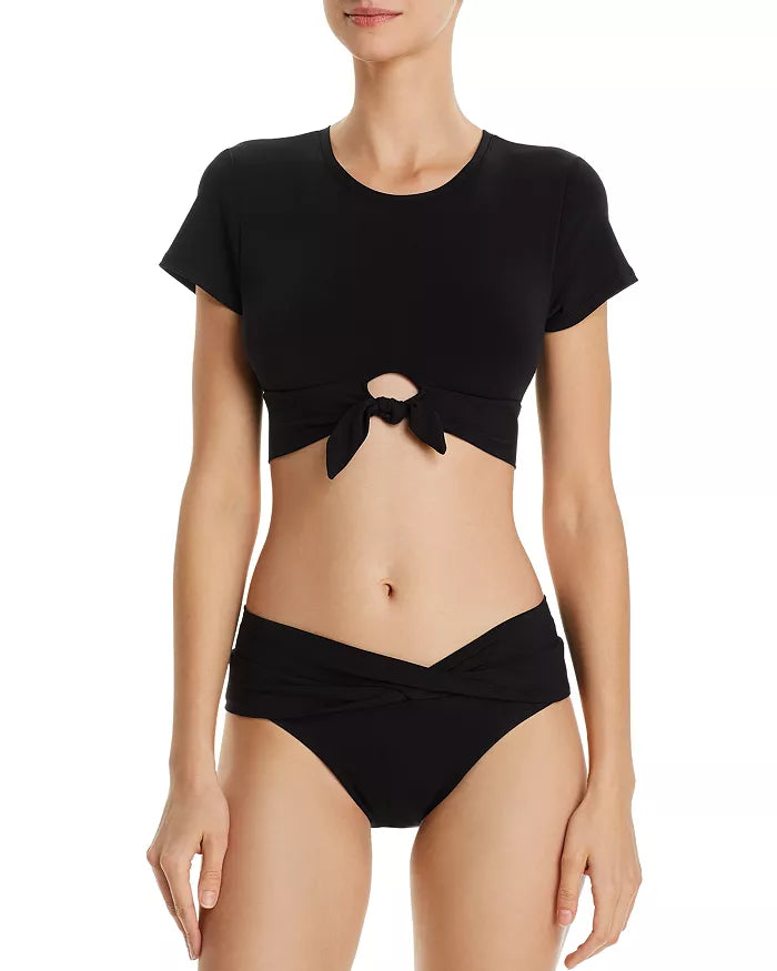 Robin Piccone Ava Solid Cropped T-Shirt Bikini Top
