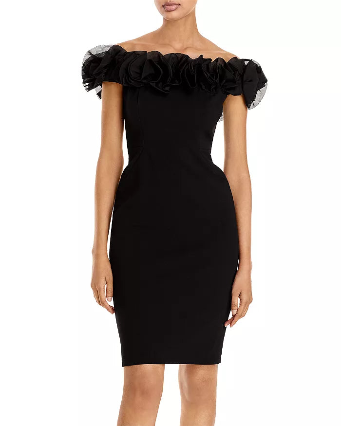 Aidan Mattox Ruffled Off-the-Shoulder Dress