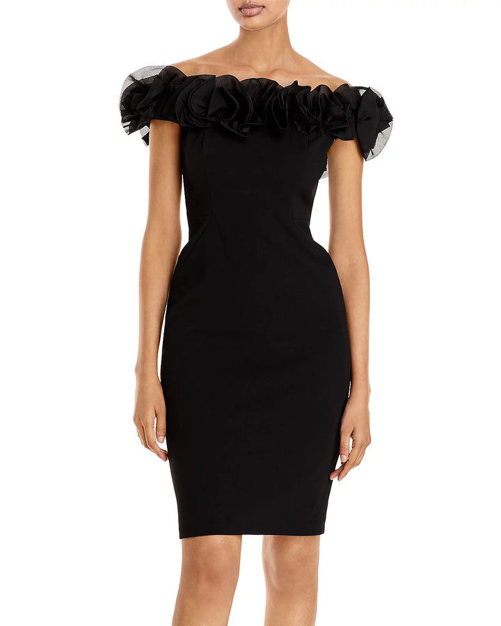 Aidan Mattox Ruffled Off-the-Shoulder Dress