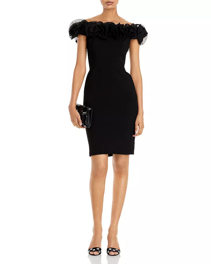 Aidan Mattox Ruffled Off-the-Shoulder Dress