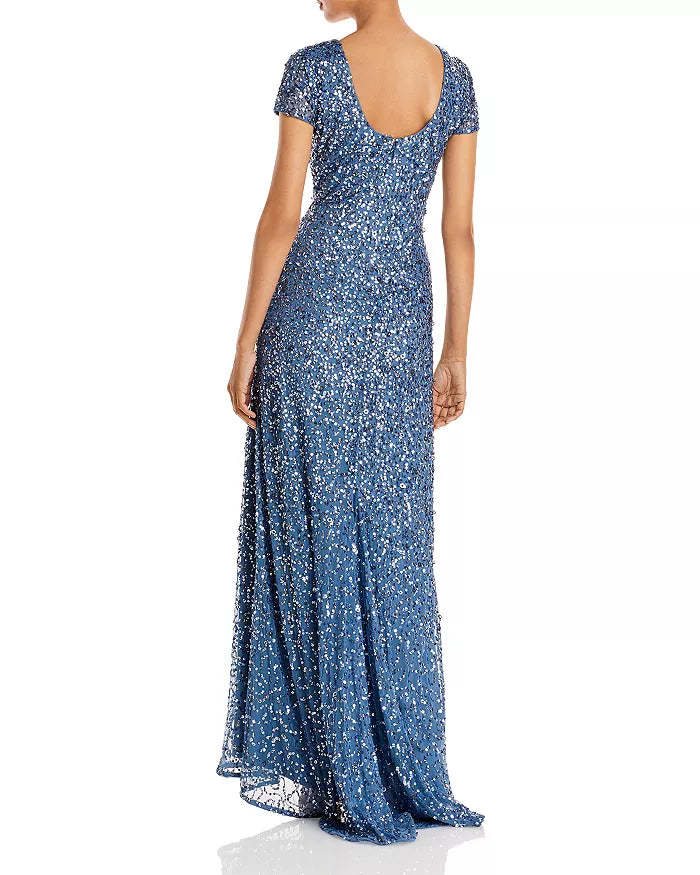 Adrianna Papell Sequined Cap Sleeve Gown