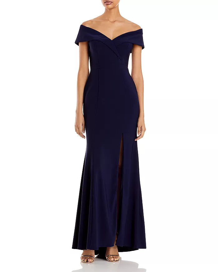 AQUA Off-the-Shoulder Gown
