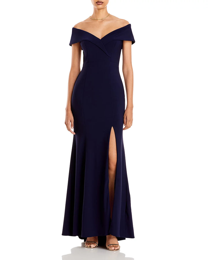 AQUA Off-the-Shoulder Gown