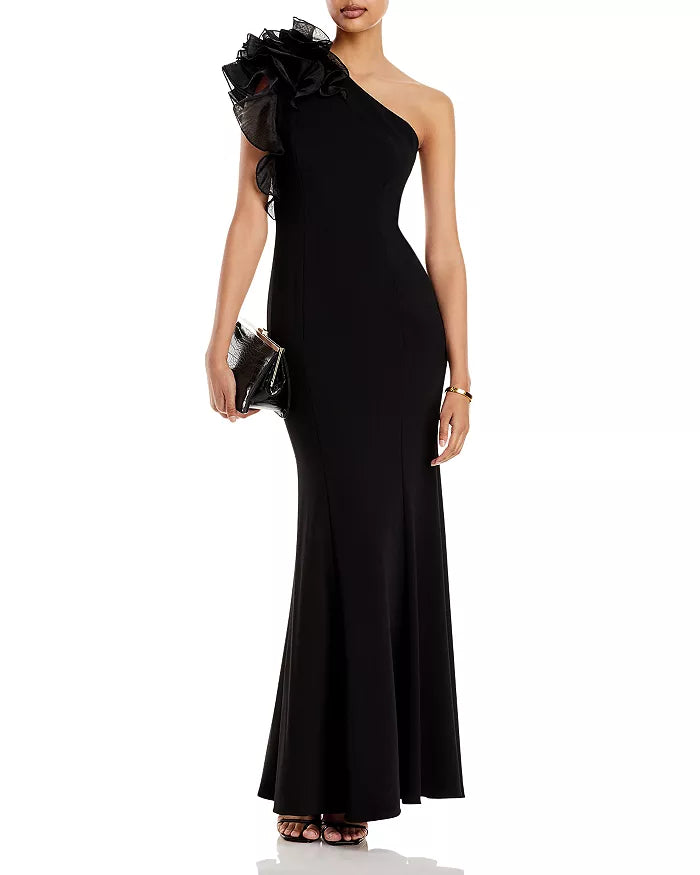 Aidan Mattox One-Shoulder Gown