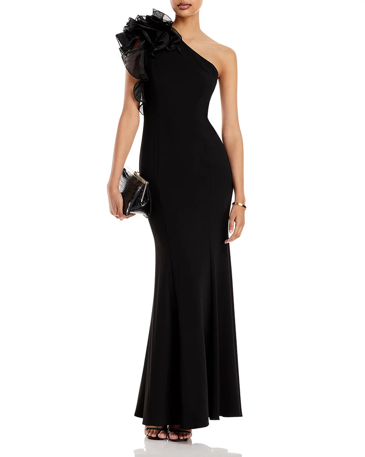 Aidan Mattox One-Shoulder Gown