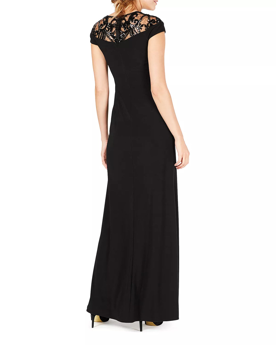 Adrianna Papell Embellished Illusion-Yoke Gown
