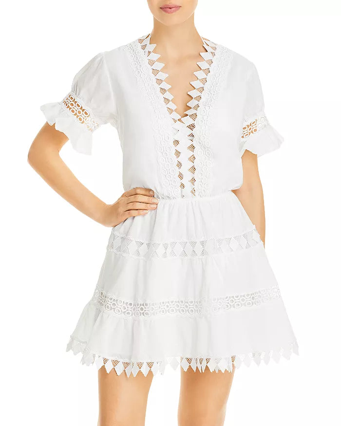 Peixoto Ora Cotton Embroidered Mini Dress Swim Cover Up