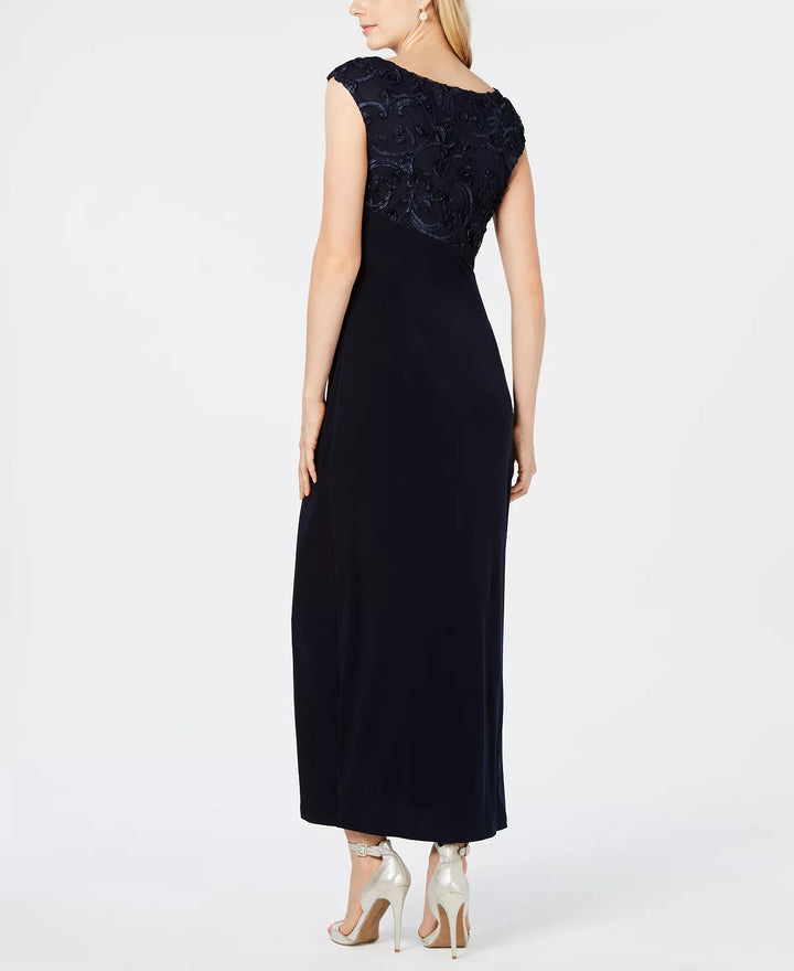 Connected Soutache Faux-Wrap Gown
