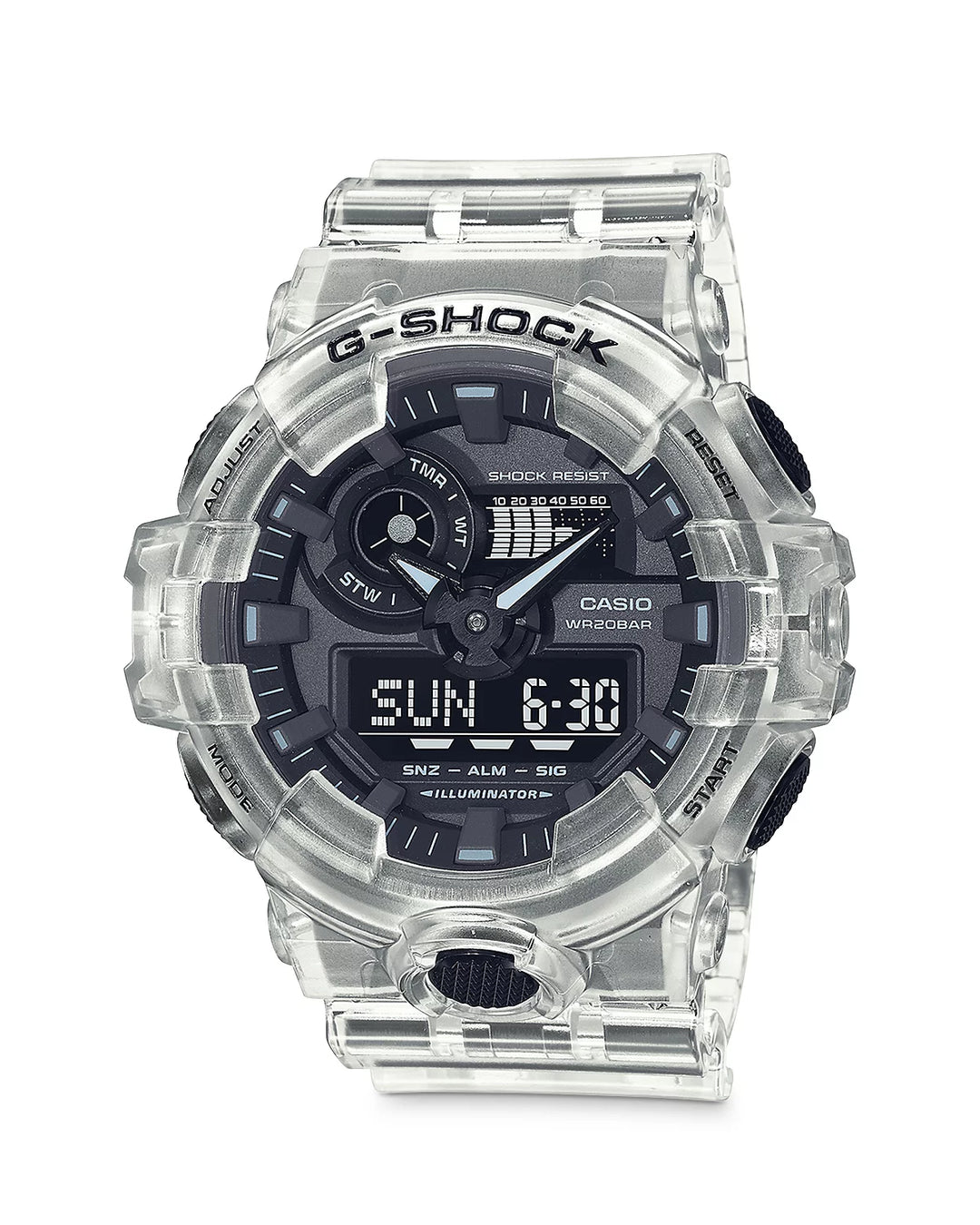 G-Shock Men's Analog-Digital Clear Resin Strap Watch 53.4mm GA700SKE