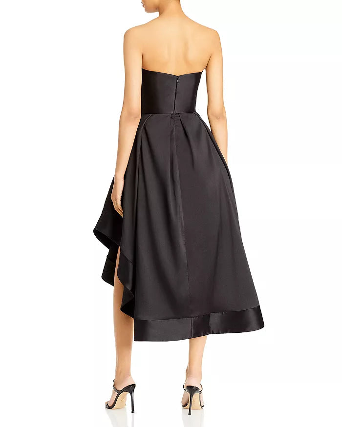 AQUA Mikado Strapless Midi Gown