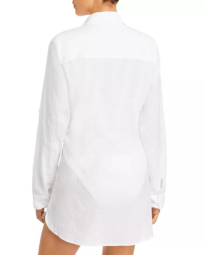 TOMMY BAHAMA Crinkle Boyfriend Shirt Swim Cover-Up