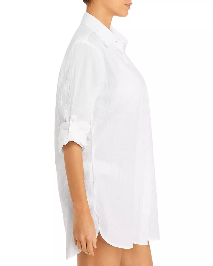 TOMMY BAHAMA Crinkle Boyfriend Shirt Swim Cover-Up