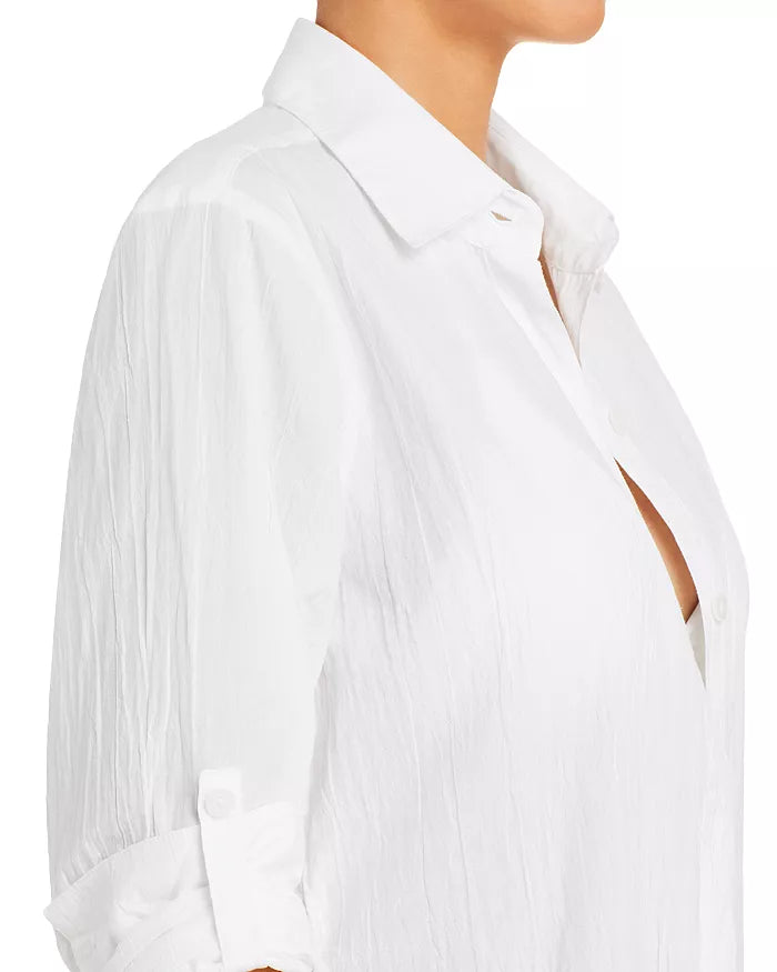 TOMMY BAHAMA Crinkle Boyfriend Shirt Swim Cover-Up