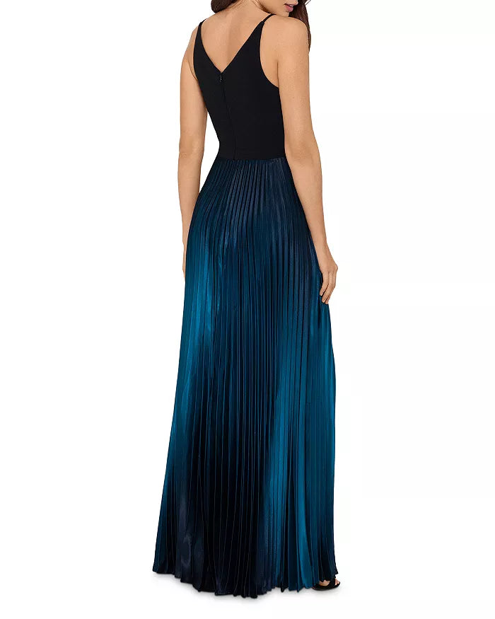 AQUA Pleated Shimmer Gown