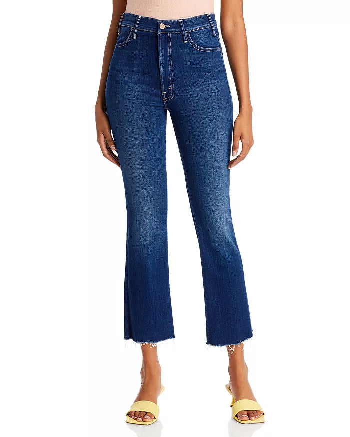 MOTHER The Hustler High Rise Frayed Flare Leg Ankle Jeans