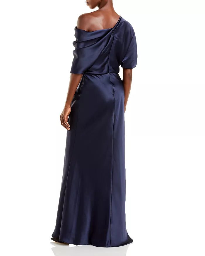 Amsale Draped Satin One Shoulder Dress