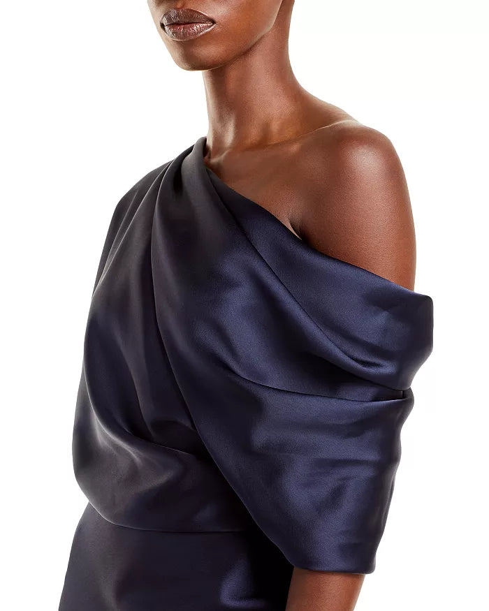 Amsale Draped Satin One Shoulder Dress