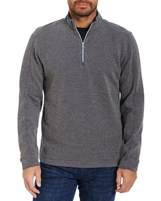 Robert Graham MEN Lindell Cotton Blend Quarter Zip Mock Neck Sweatshirt