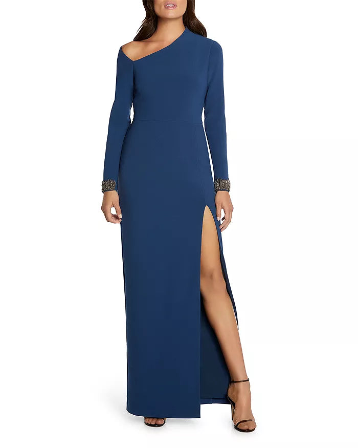 Aidan Mattox Beaded Asymmetric Gown