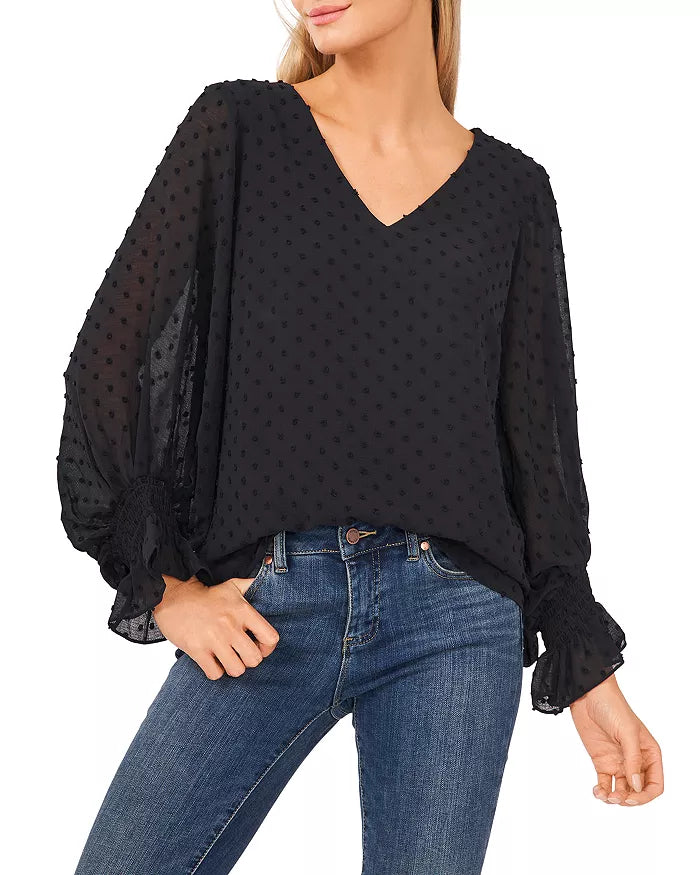 VINCE CAMUTO Regular & Plus SIze Swiss Dot Blouse