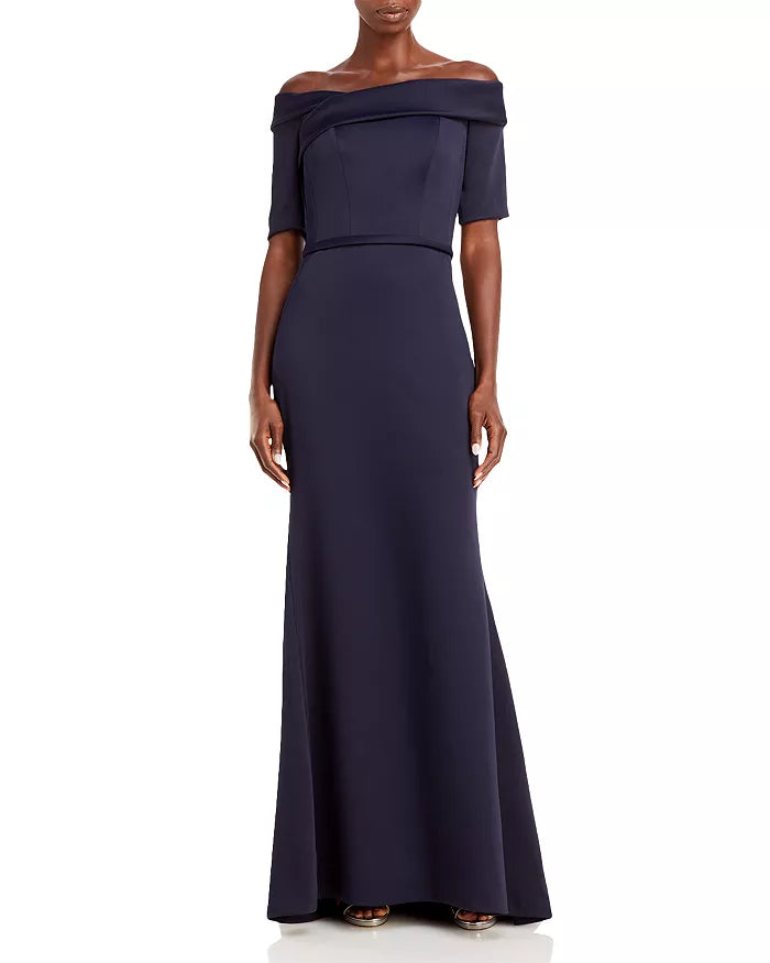 Amsale Portrait Collar Gown
