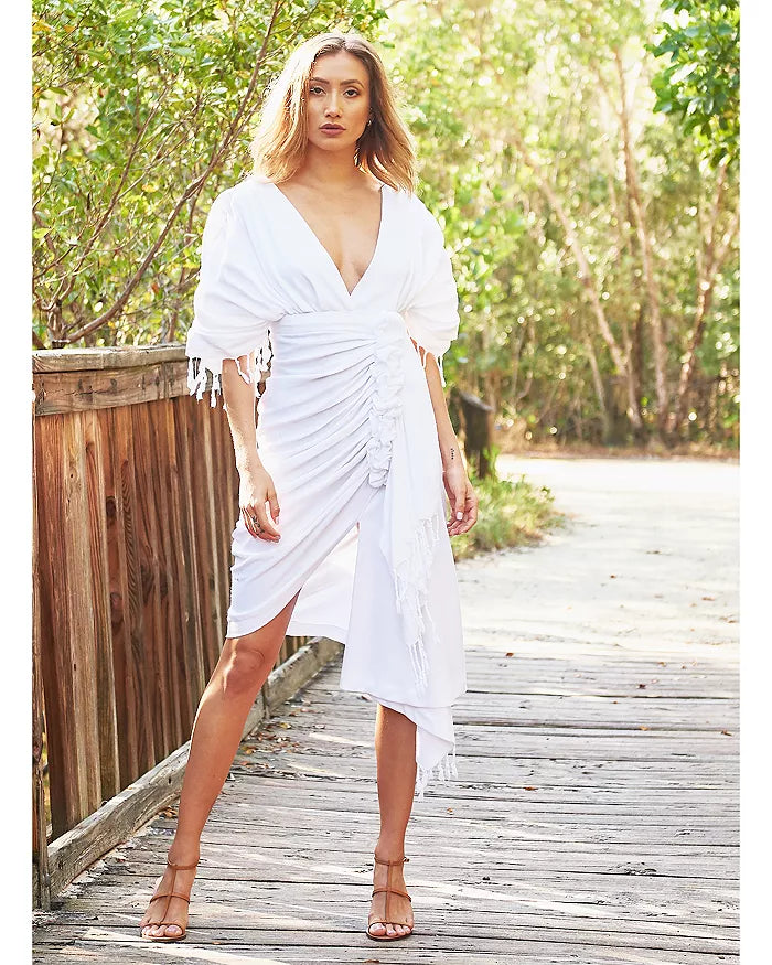 JUST BEE QUEEN Luma Asymmetric Gathered Dress