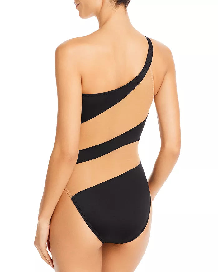 Norma Kamali Snake Mesh Stripe One Piece Swimsuit