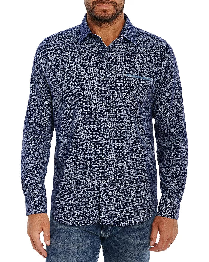 Robert Graham MEN Kalispell Geo Print Tailored Fit Button Down Shirt