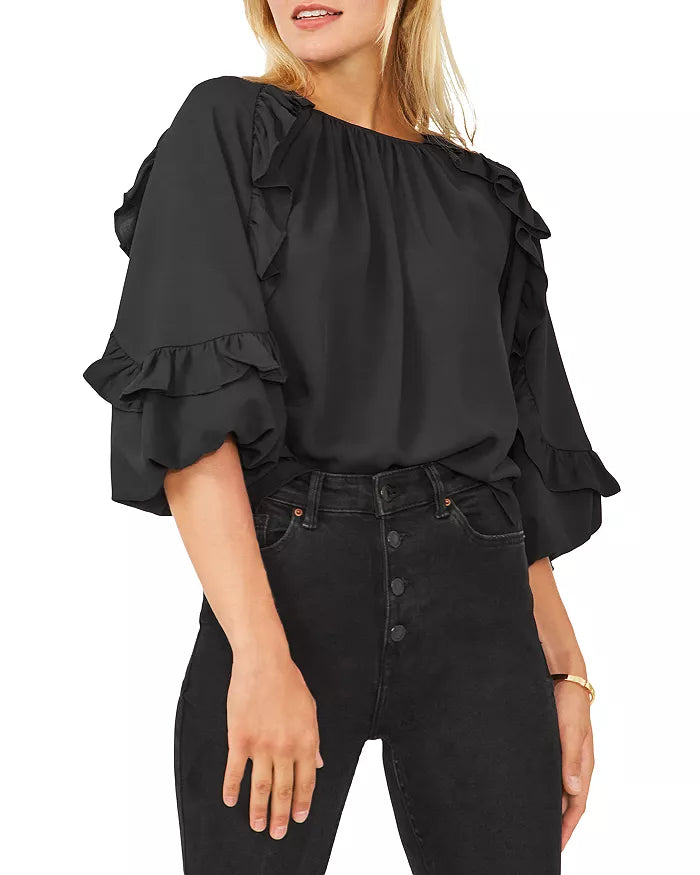 VINCE CAMUTO Ruffled Puff Sleeve Blouse