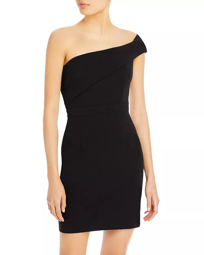 AQUA One Shoulder Scuba Crêpe Dress