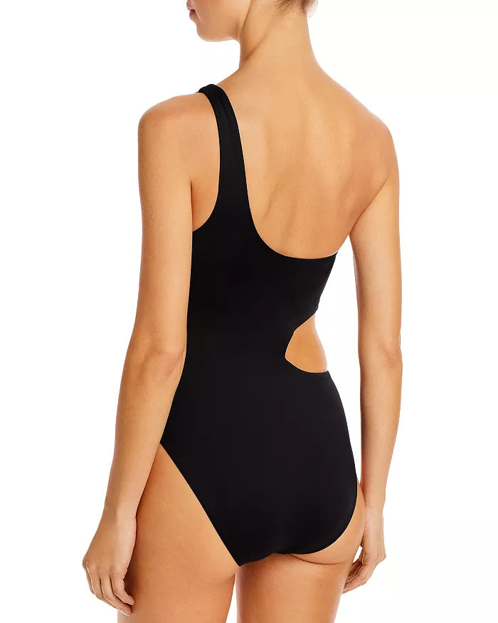 AQUA One Shoulder Cut Out One Piece Swimsuit