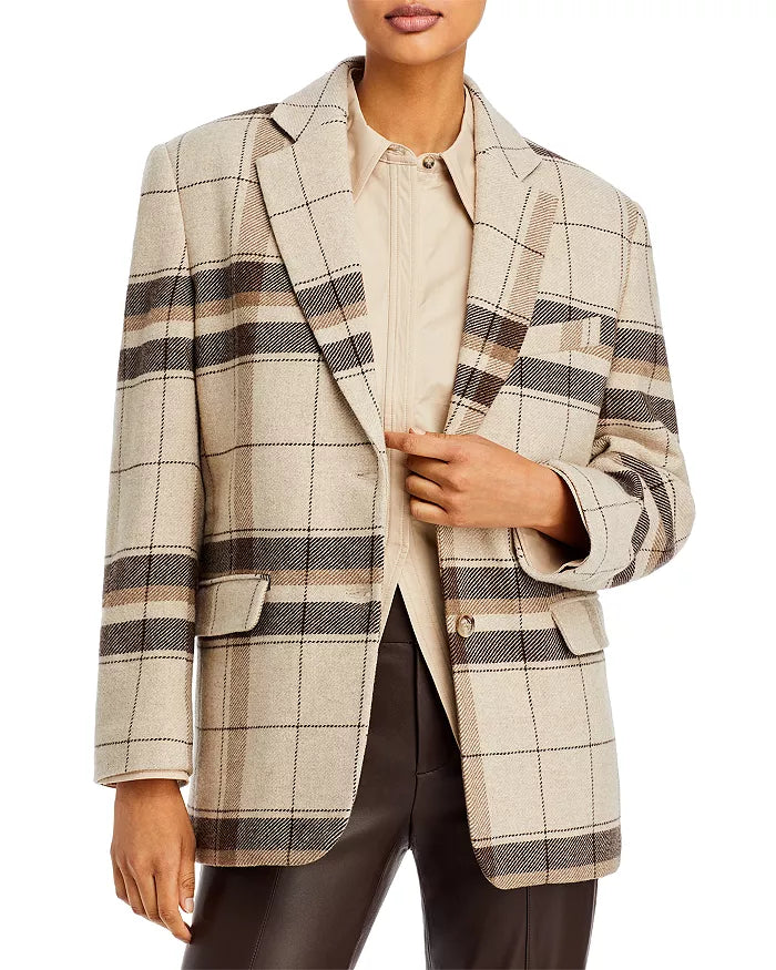 Anine Bing Quinn Plaid Blazer