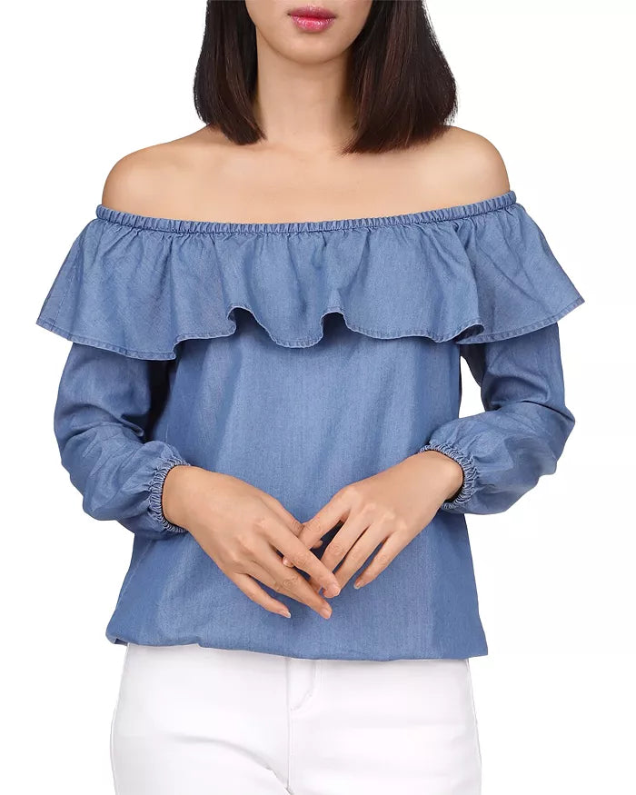 MICHAEL Michael Kors Ruffled Off-The-Shoulder Peasant Top