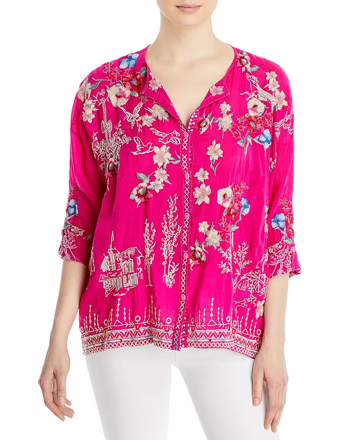 Johnny Was Elias Floral Print Blouse