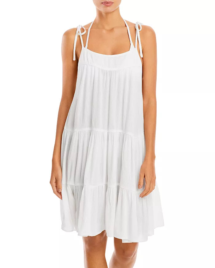 AQUA Swim Swim Shoulder Tie Cover-Up Dress