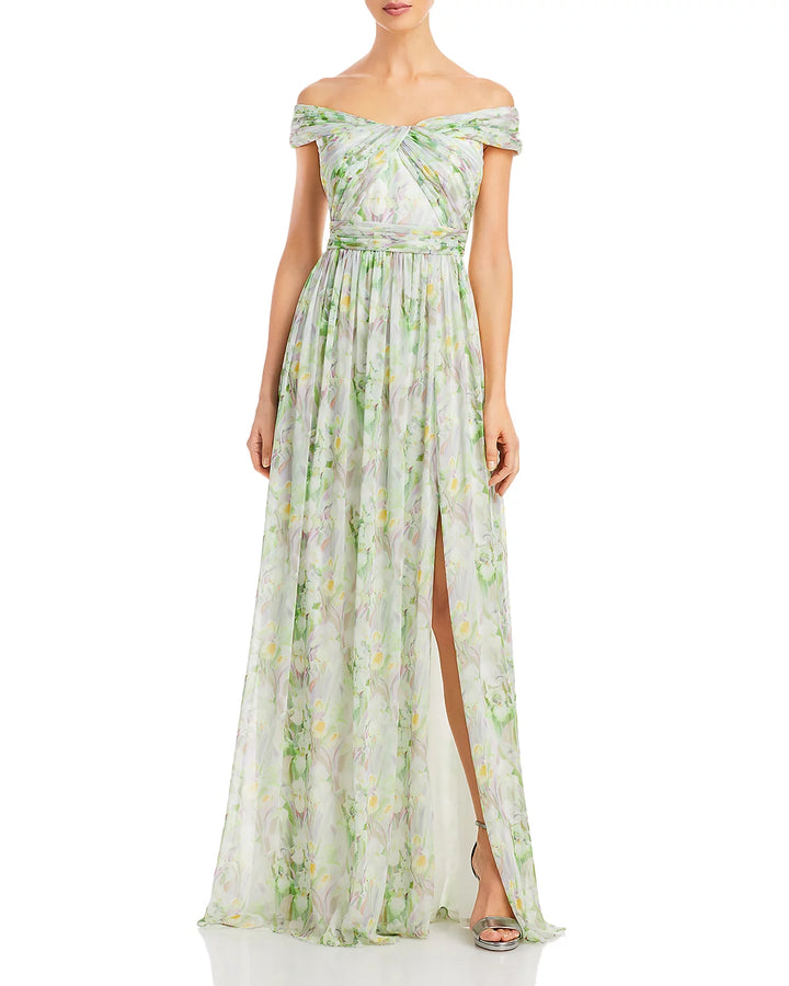 Adrianna Papell Off-the-Shoulder Chiffon Gown