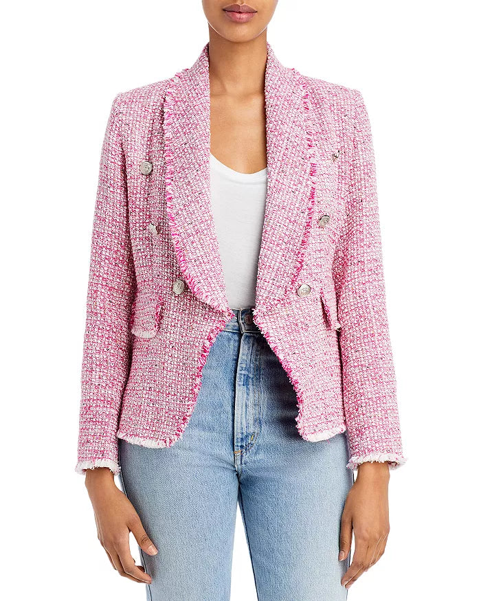 AQUA Tweed Double Breasted Blazer