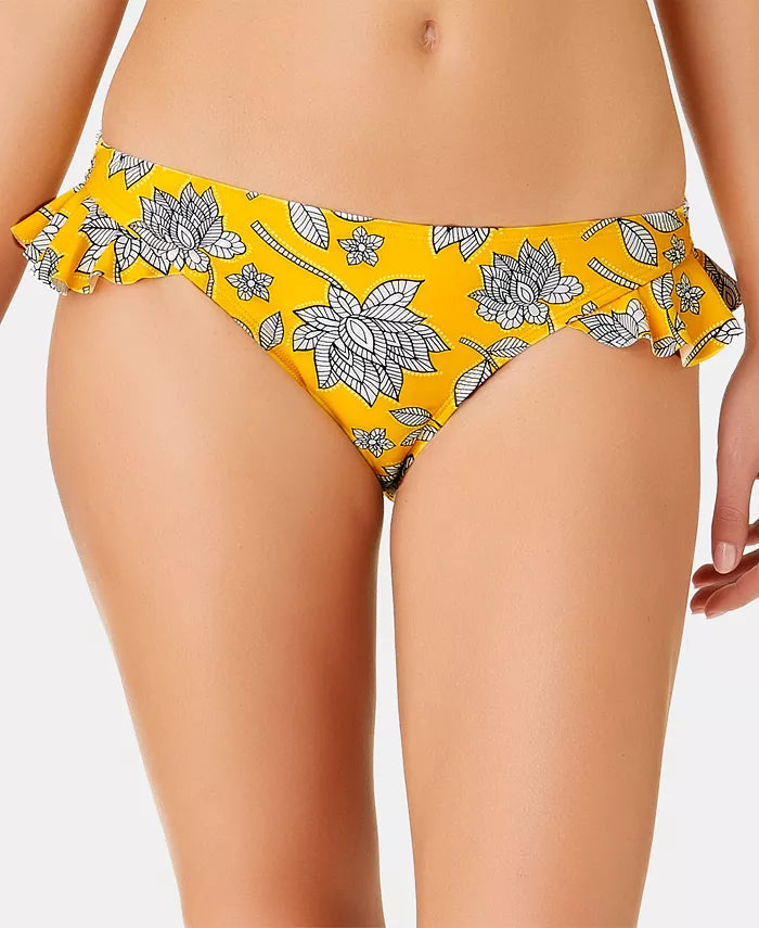 California Waves Juniors' Baja Beauty Floral Ruffle Hipster Bottoms