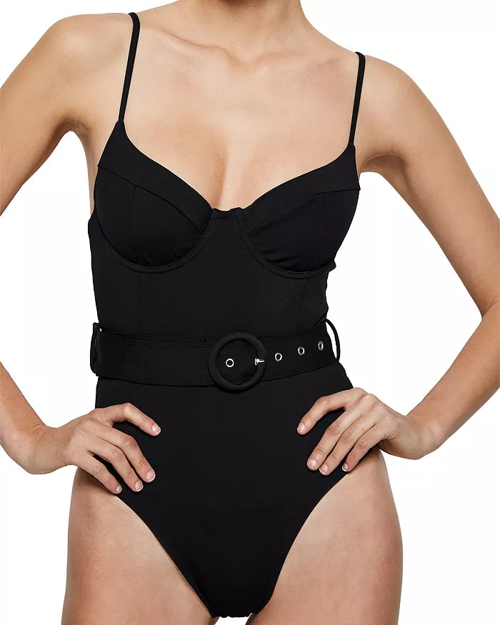 JONATHAN SIMKHAI Noa Belted Underwire One Piece Swimsuit