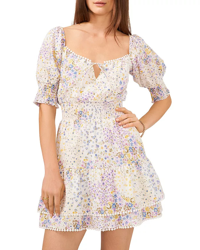 1.STATE Floral Puff Sleeve Dress