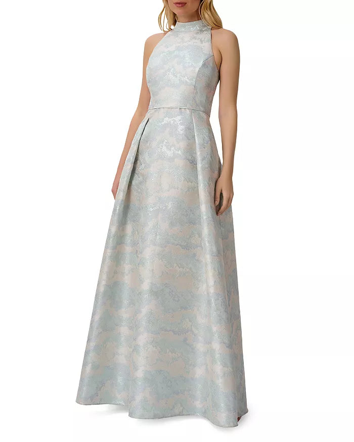 Aidan Mattox Metallic Jacquard Gown