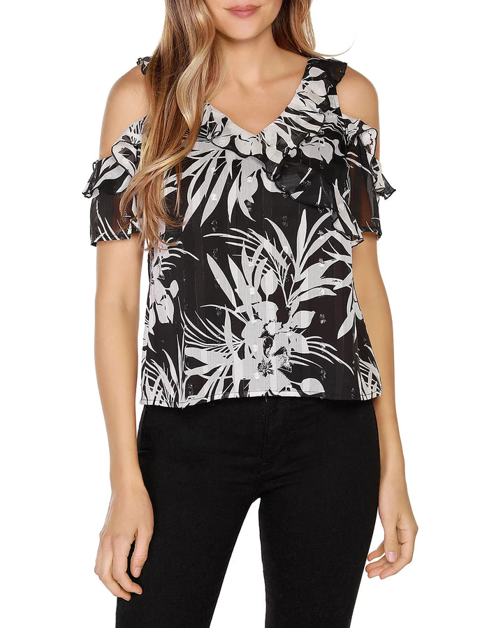 Belldini Printed Cold Shoulder Top