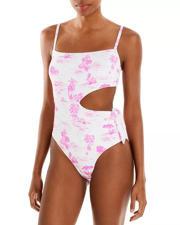 AQUA Swim Cut Out Printed One Piece Swimsuit