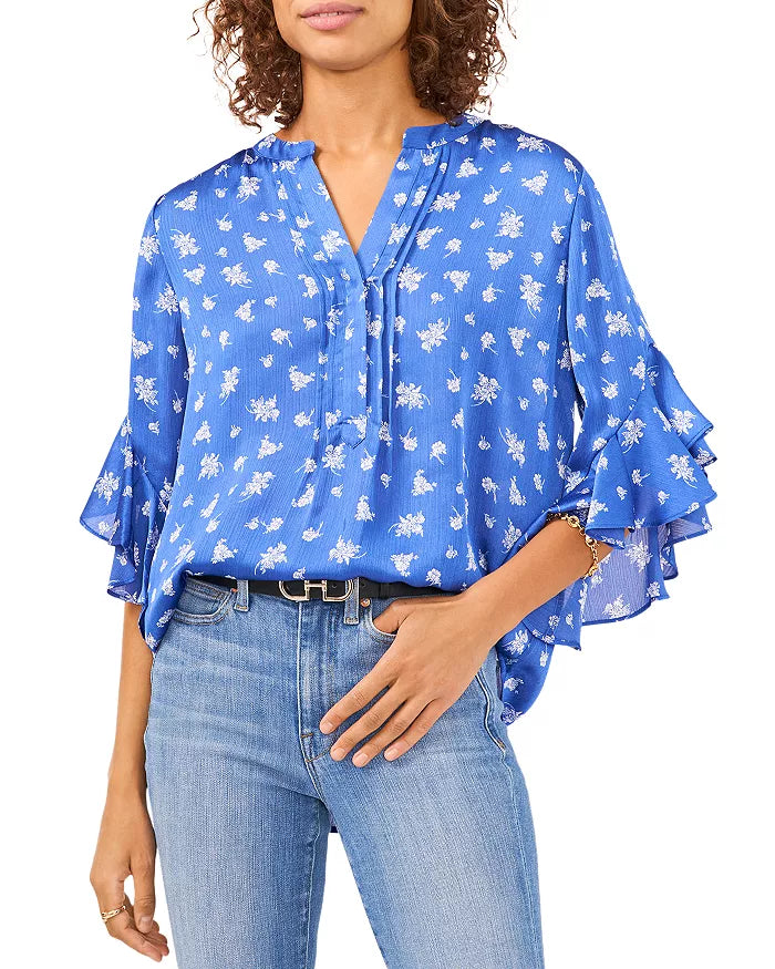 VINCE CAMUTO Floral Flutter Sleeve Top