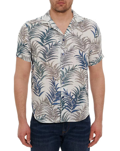Robert Graham MEN Mar Azul Cotton Cheetah Palm Leaf Print Button Down Shirt